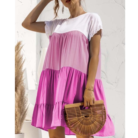 Boho spring summer ruffle trim mini dress - Picture 9 of 12